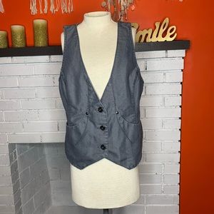 Route 66 Gray Denim 2000s Emo Southwestern Vest